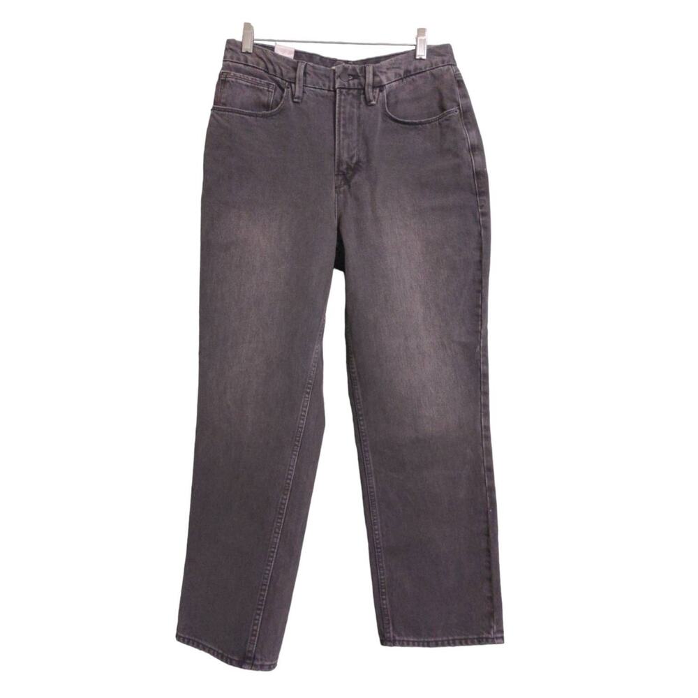 Good American 90s Duster Straight Leg Jeans Charcoal Black Faded Denim 10/30 New